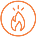 Orange flame icon symbolizing energy, motivation, and inspiration