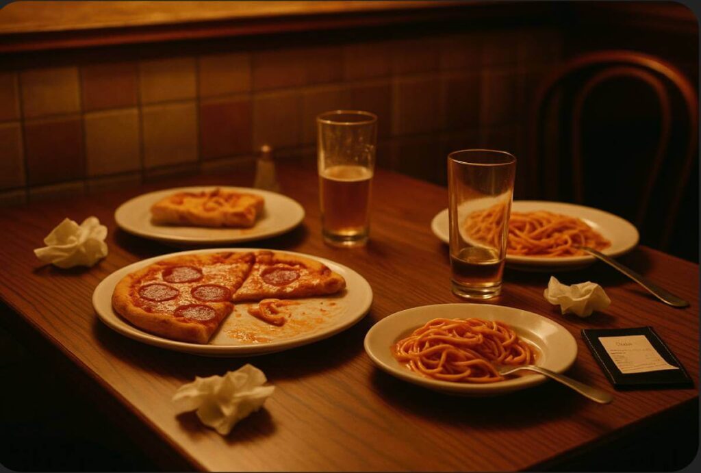 italian dinner relationship tension human moments