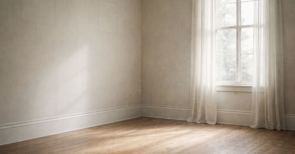 A cold, hollow room where light barely enters. Featured image for the poem Love Evaporated on Sayspire.