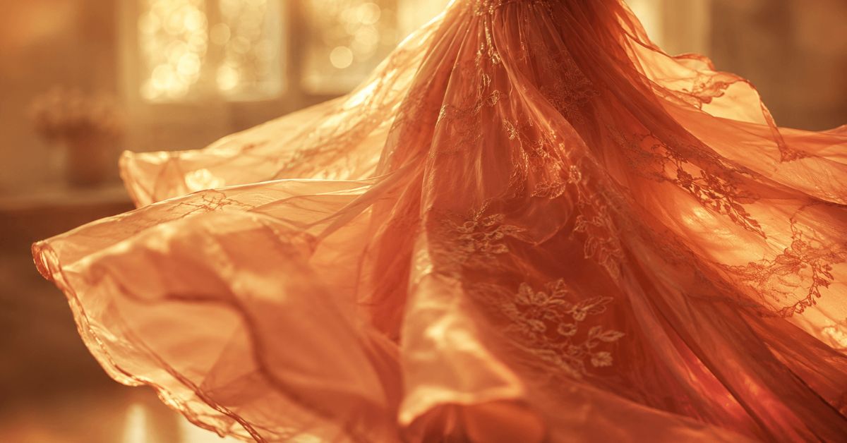 A single dress caught mid twirl in warm golden light, close my eyes and picture you, by Joshua Cintron
