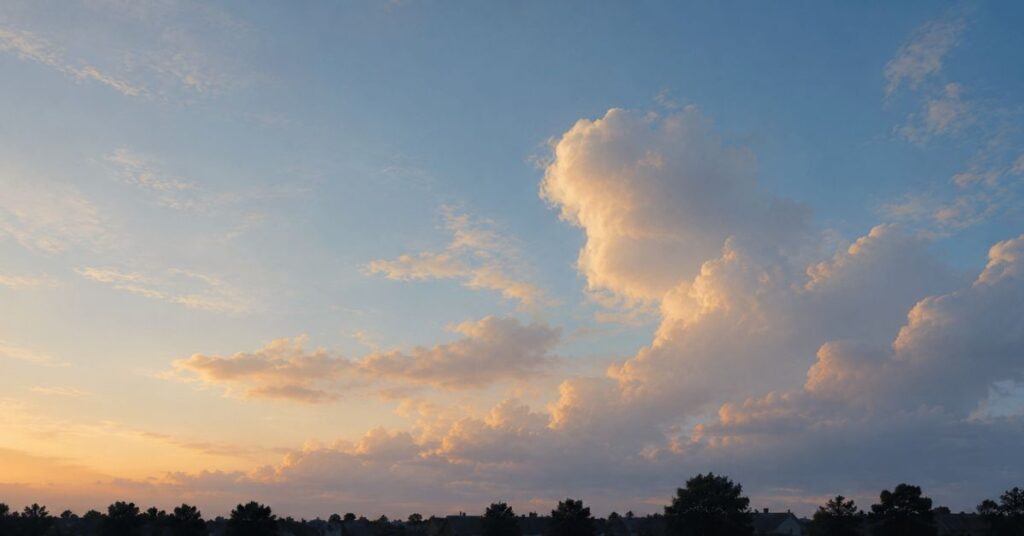 A wide afternoon sky of clouds above a small dark rooftop silhouette | featured image for Everywhere on Sayspire.